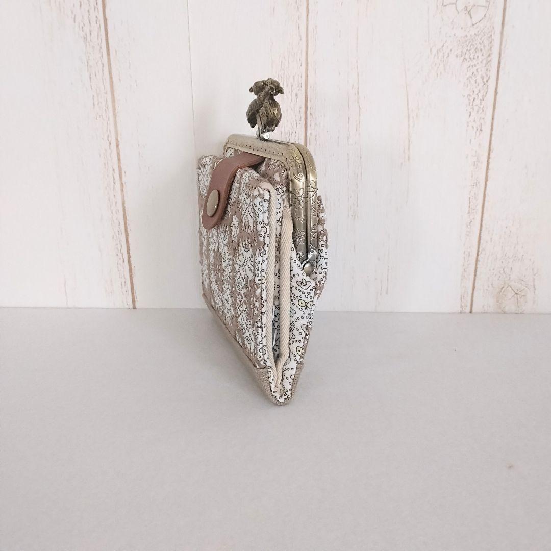 ミナペルホネン×リバティforestwaveアネモネ（ベージュ）ウサギがま口財布