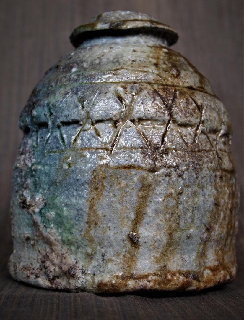 人気作家★長岡正巳★信楽（窯変）壺★修善寺造★共箱★ビードロ