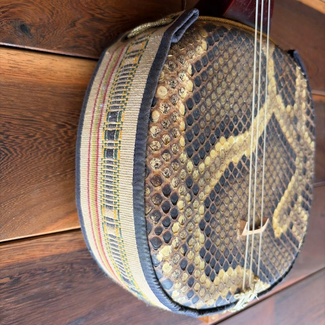 三線本体 ヘビ皮製 3弦 専用ケース付き