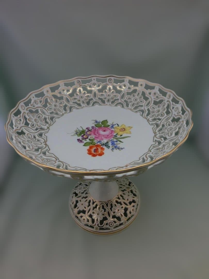 【マイセン】花文ピアスコンポート