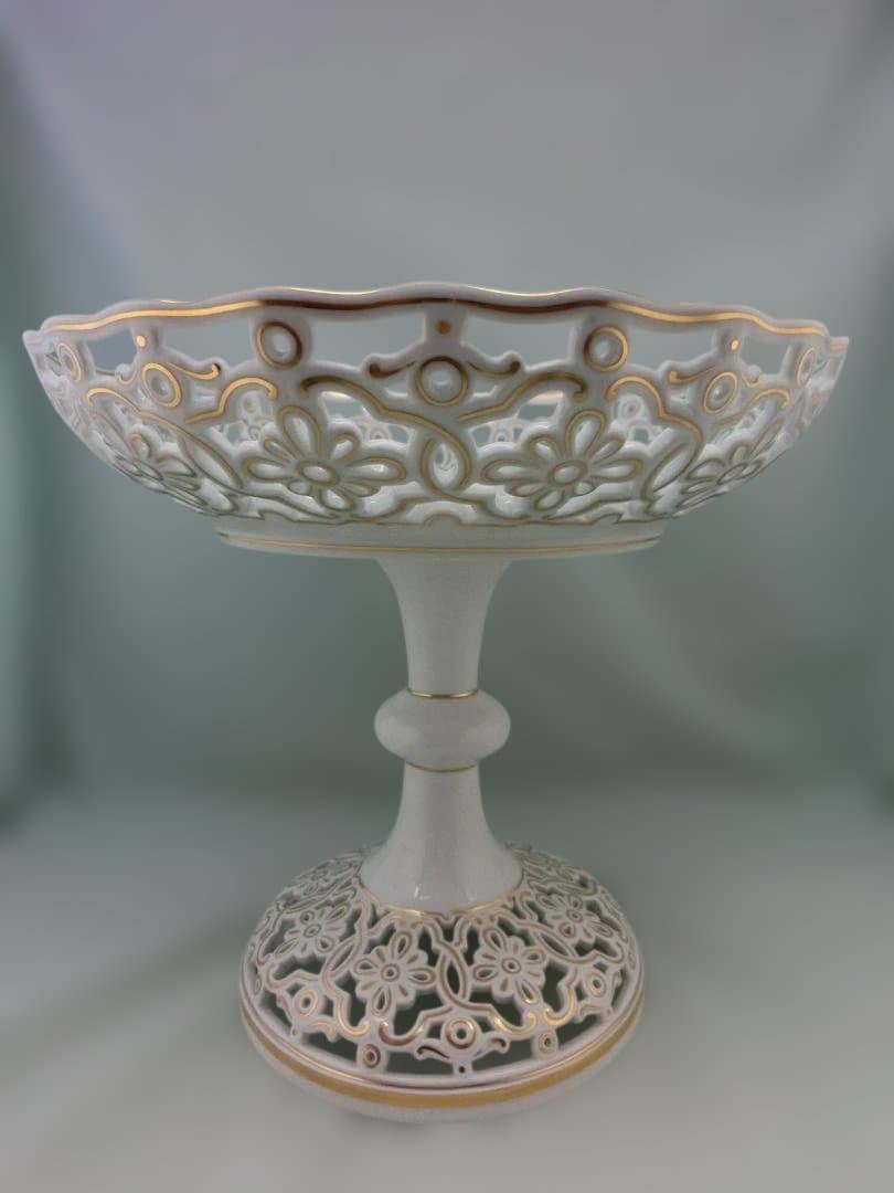 【マイセン】花文ピアスコンポート