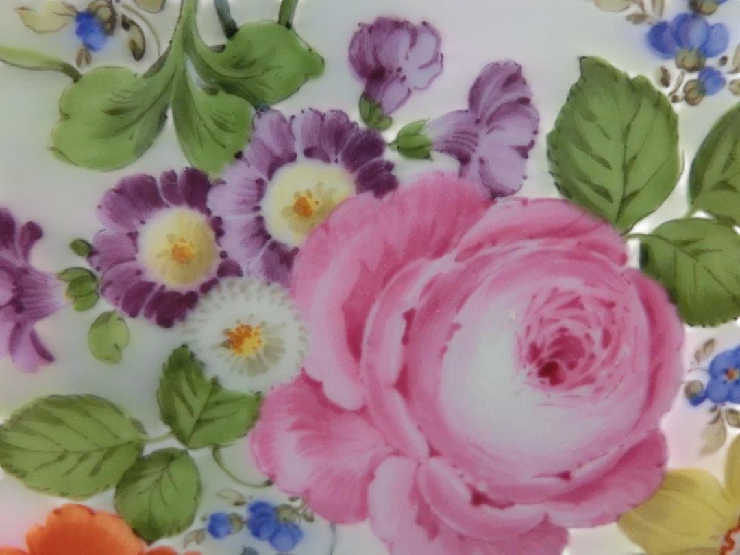 【マイセン】花文ピアスコンポート