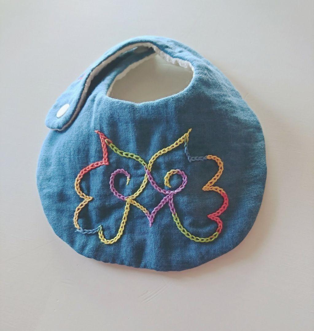 アイヌ刺繍 藍染めスタイ ９まいめ