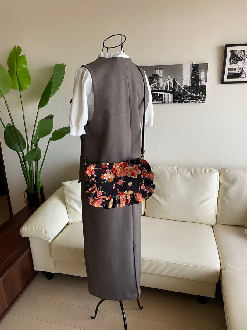 【1点のみ】2way和柄バッグ ブラック ショルダーバッグ ハンドバッグ