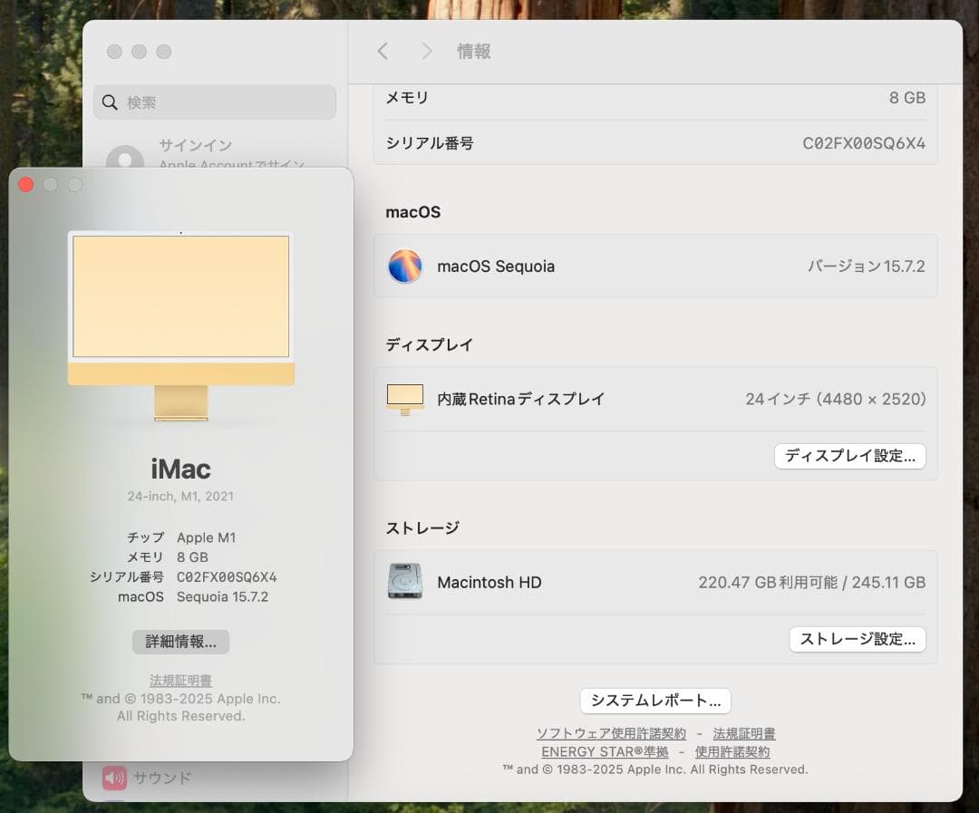 ★Apple iMac 24インチ 2021★M1 8GB SSD 256GB