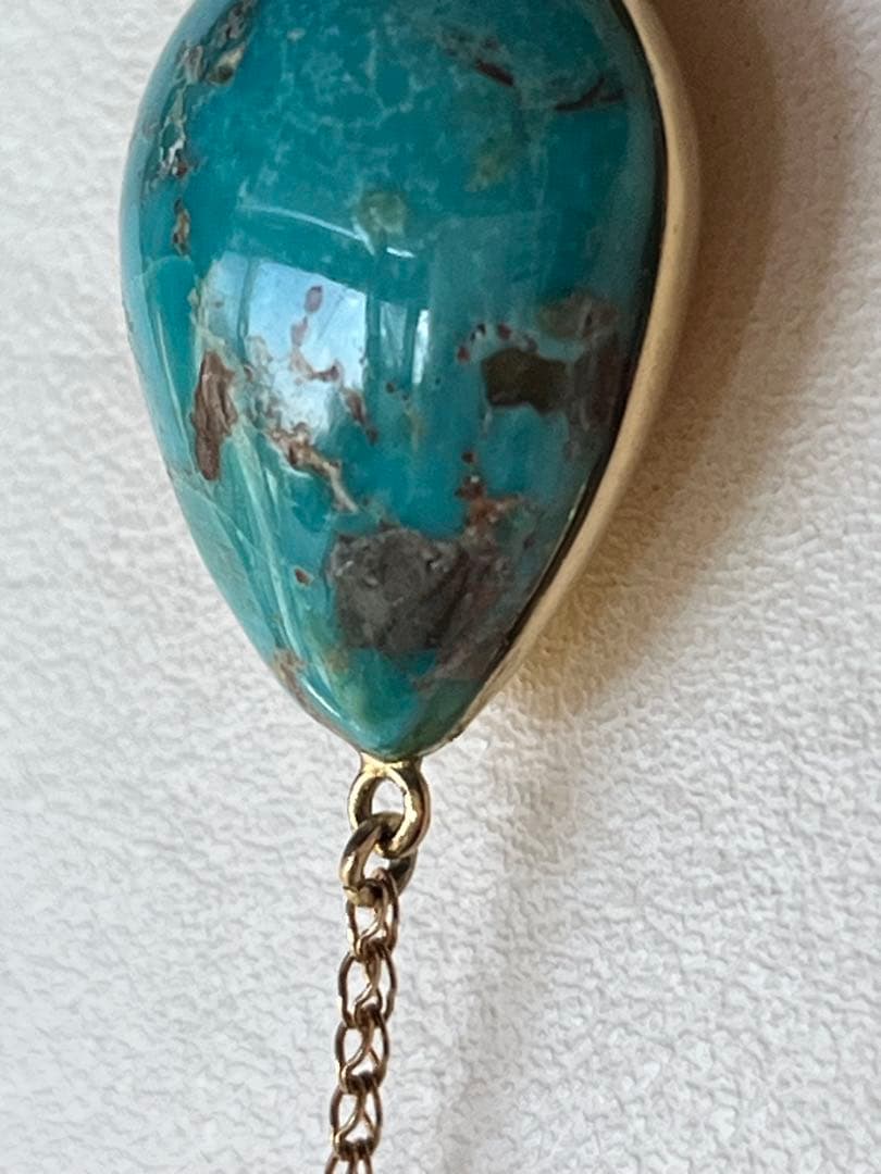 天然石Ｋ１８ターコイズ・イエローダイヤ0.4ct.パライバトルマリン　Ｐトップ