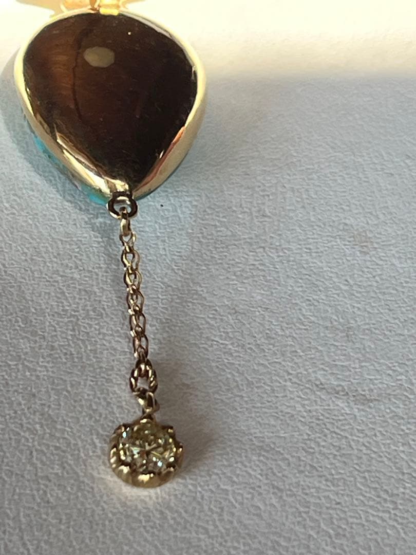 天然石Ｋ１８ターコイズ・イエローダイヤ0.4ct.パライバトルマリン　Ｐトップ