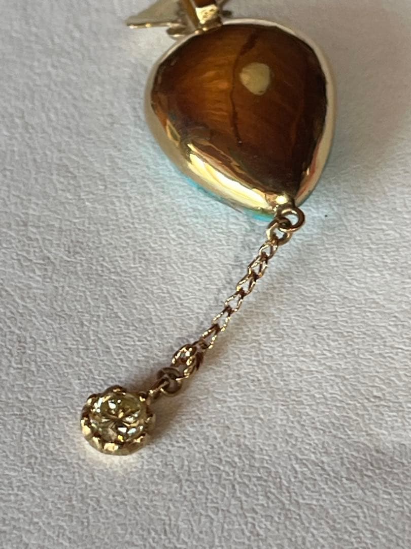 天然石Ｋ１８ターコイズ・イエローダイヤ0.4ct.パライバトルマリン　Ｐトップ