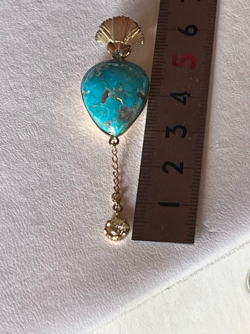 天然石Ｋ１８ターコイズ・イエローダイヤ0.4ct.パライバトルマリン　Ｐトップ