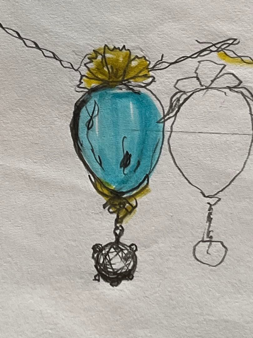 天然石Ｋ１８ターコイズ・イエローダイヤ0.4ct.パライバトルマリン　Ｐトップ