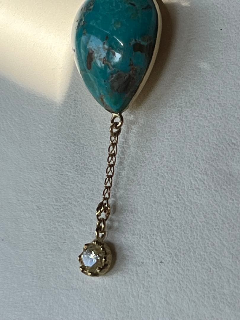 天然石Ｋ１８ターコイズ・イエローダイヤ0.4ct.パライバトルマリン　Ｐトップ