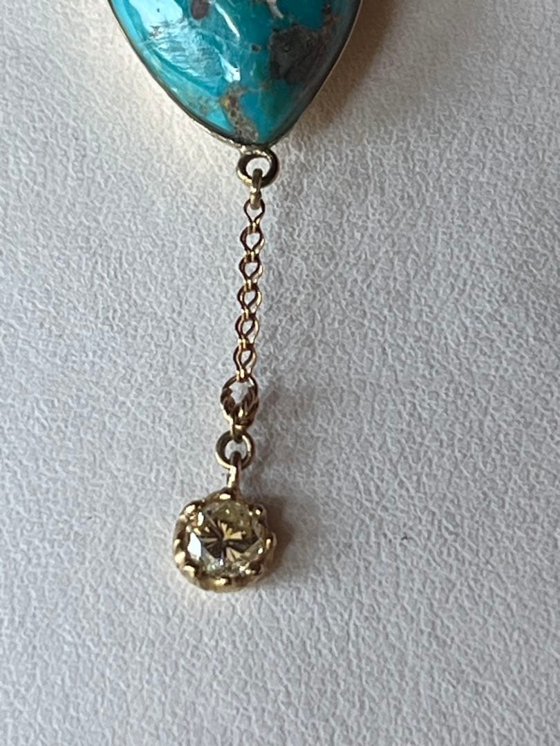 天然石Ｋ１８ターコイズ・イエローダイヤ0.4ct.パライバトルマリン　Ｐトップ