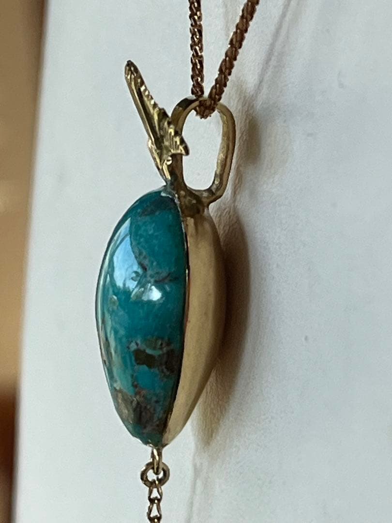 天然石Ｋ１８ターコイズ・イエローダイヤ0.4ct.パライバトルマリン　Ｐトップ