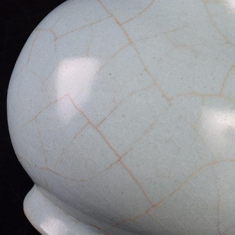 中国　哥窯　青白磁　金糸鉄線　氷裂文　鶴首花瓶　C　R8936