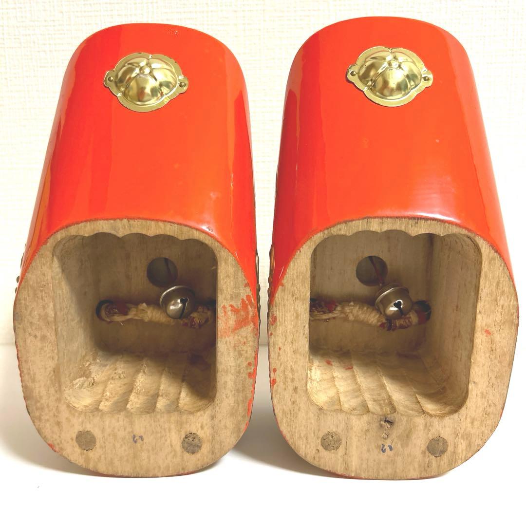 ぽっくり（おこぼ）　七五三　朱塗りに鶴の蒔絵　　　　　　　台は本畳み