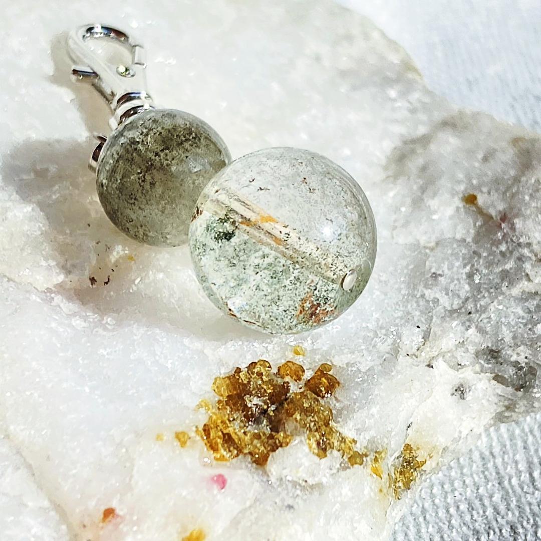 【運気を上げたい！】ひょうたん型 グリーンファントム バックチャーム