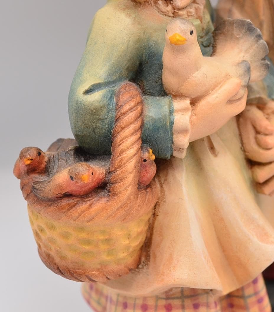 手をつなぐ二人　アンリ　ANRI　限定品　木彫り人形　イタリア　高さ20ｃｍ