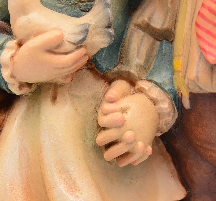 手をつなぐ二人　アンリ　ANRI　限定品　木彫り人形　イタリア　高さ20ｃｍ