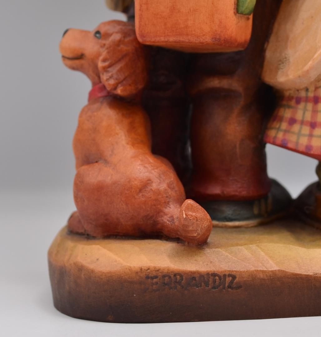 手をつなぐ二人　アンリ　ANRI　限定品　木彫り人形　イタリア　高さ20ｃｍ