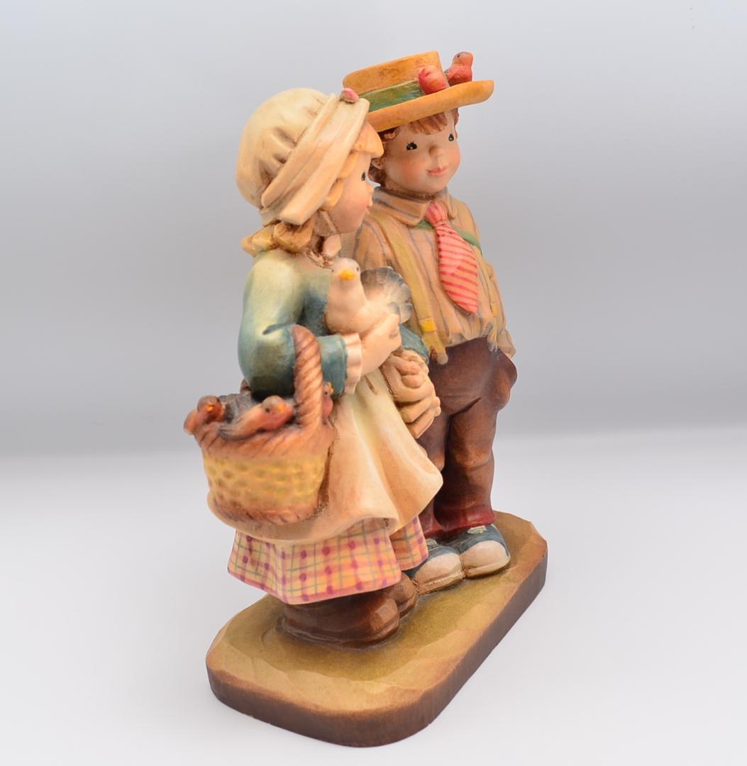 手をつなぐ二人　アンリ　ANRI　限定品　木彫り人形　イタリア　高さ20ｃｍ