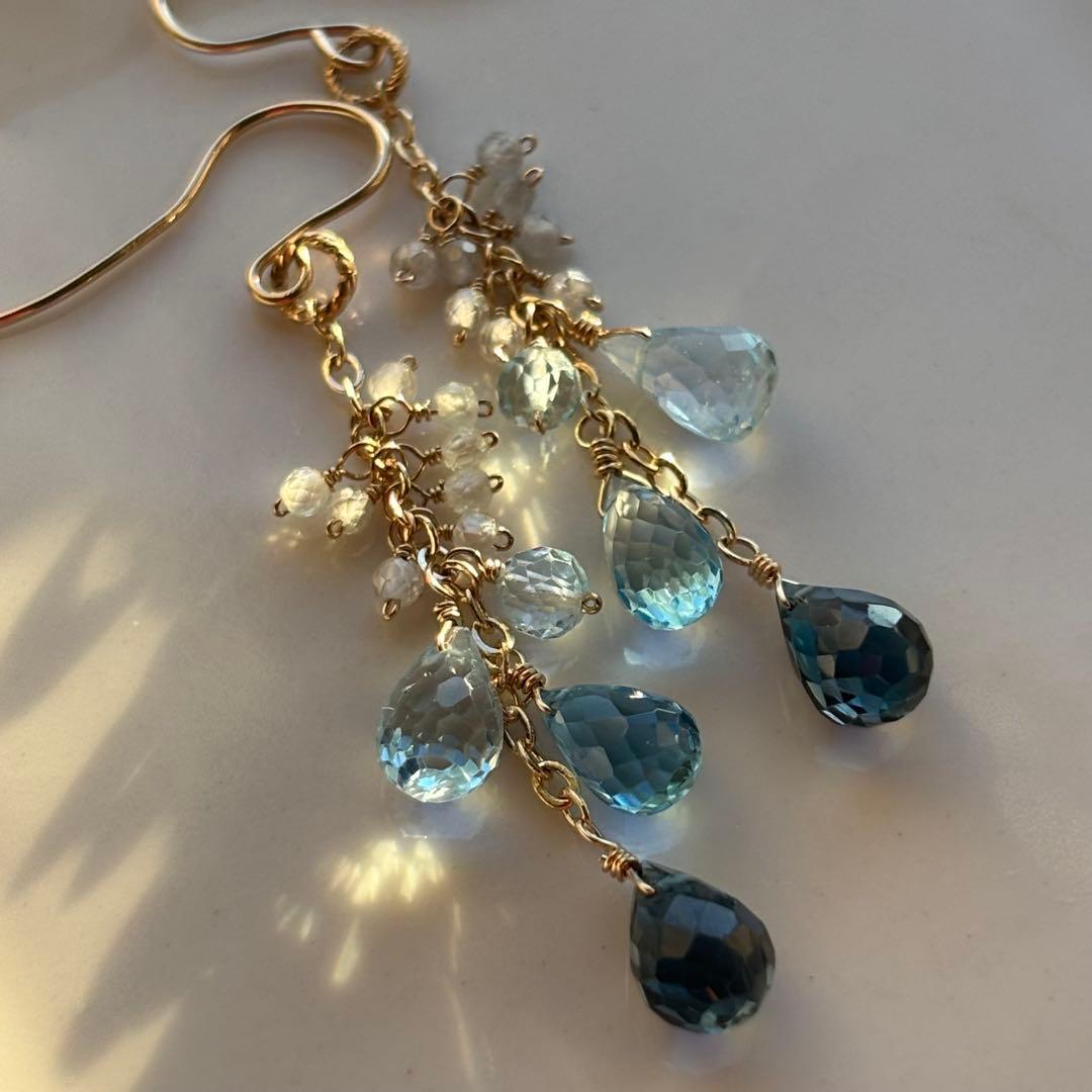 ♦︎ロンドン・スイス・スカイ♦︎ブルートパーズ✴︎14kgfピアスP297