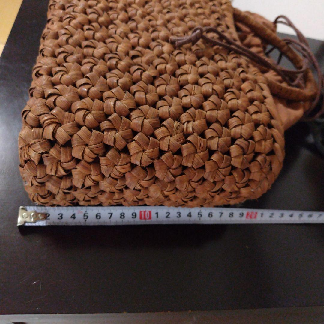 山葡萄　六角花編み籠　着物