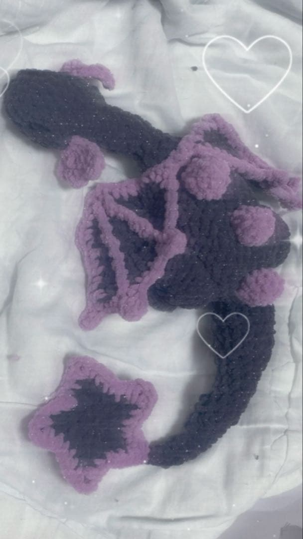 ト*ト様 あみぐるみ　ドラゴン　黒×紫