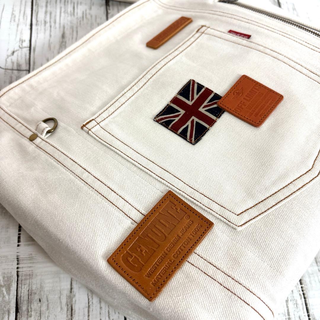 デニムリメイクワンハンドルバック　ショルダーバッグ　❤️ホワイトデニム