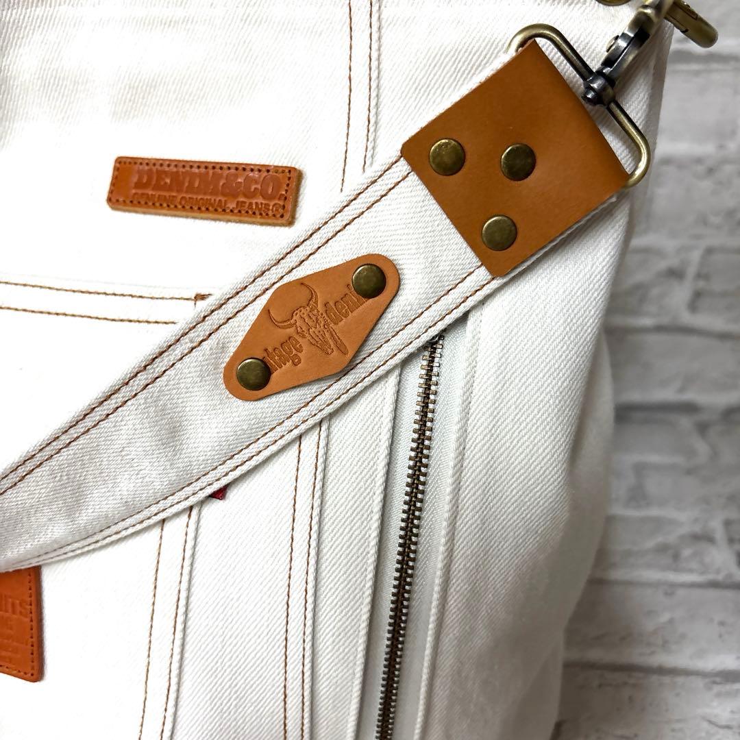 デニムリメイクワンハンドルバック　ショルダーバッグ　❤️ホワイトデニム