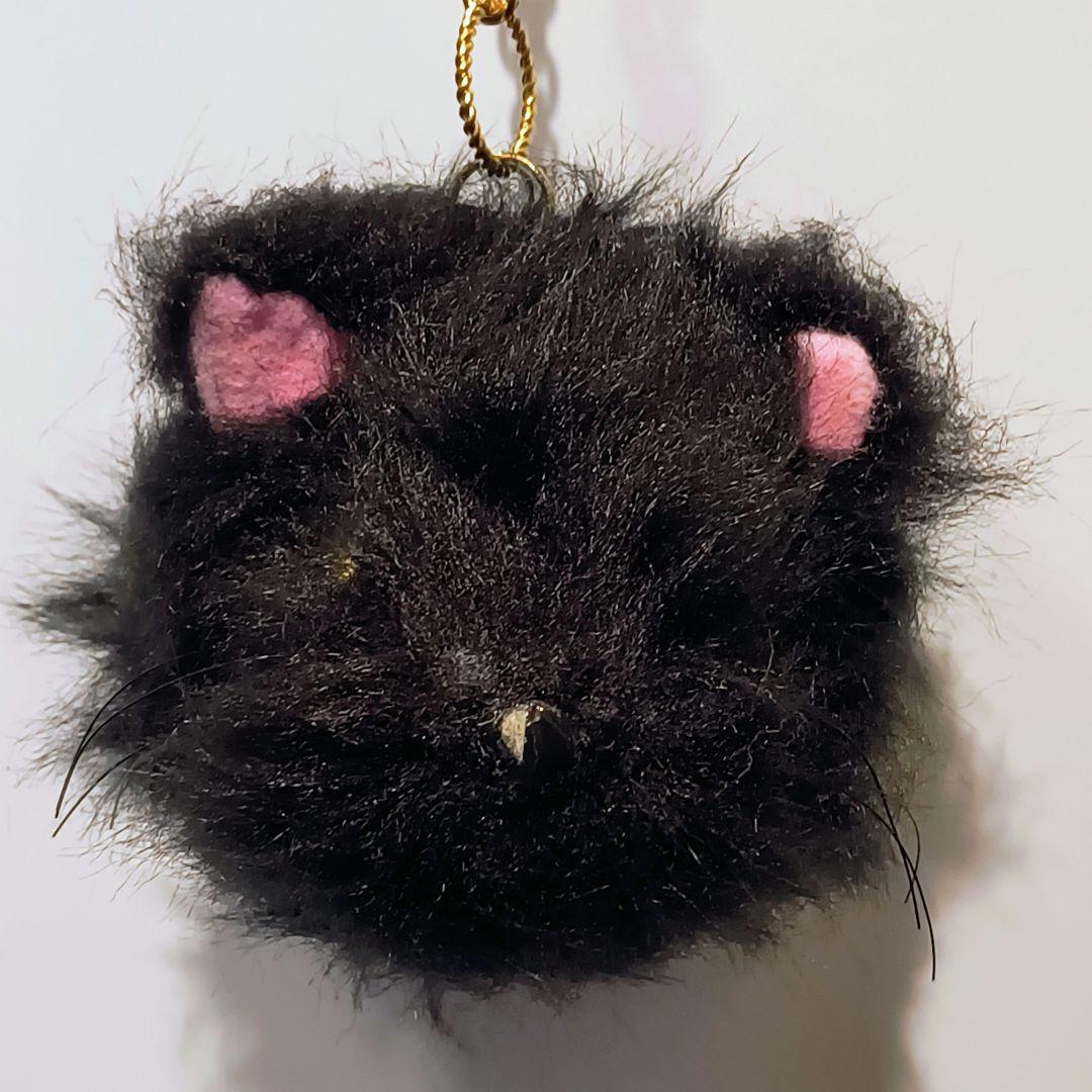 猫　黒猫　アートドール　キーホルダー　細目