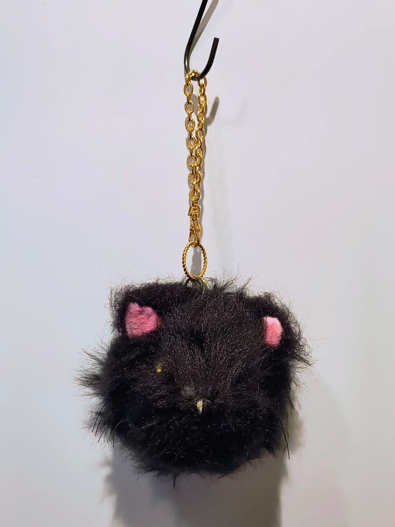 猫　黒猫　アートドール　キーホルダー　細目