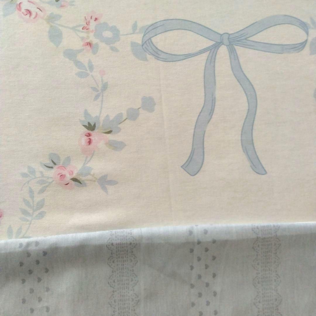新品★薔薇とブルーリボンのメダリアン文様綿100%シングル掛け布団カバー枕カバー