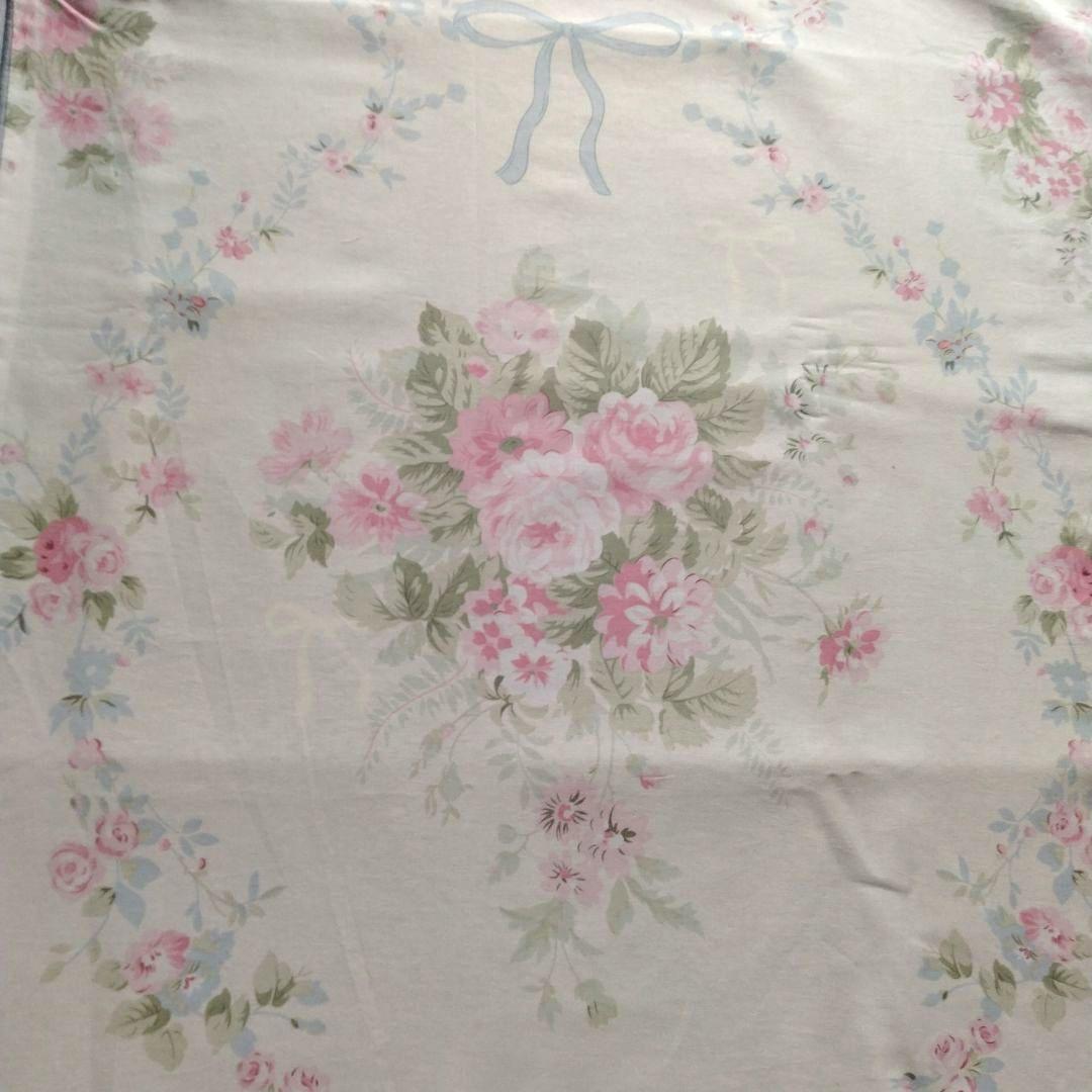 新品★薔薇とブルーリボンのメダリアン文様綿100%シングル掛け布団カバー枕カバー