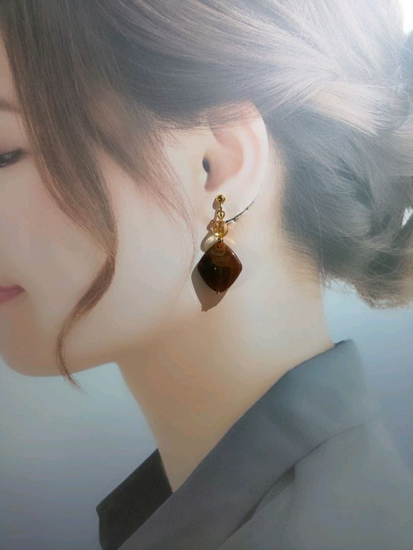 No.1042   マーブルスクエアイヤリング