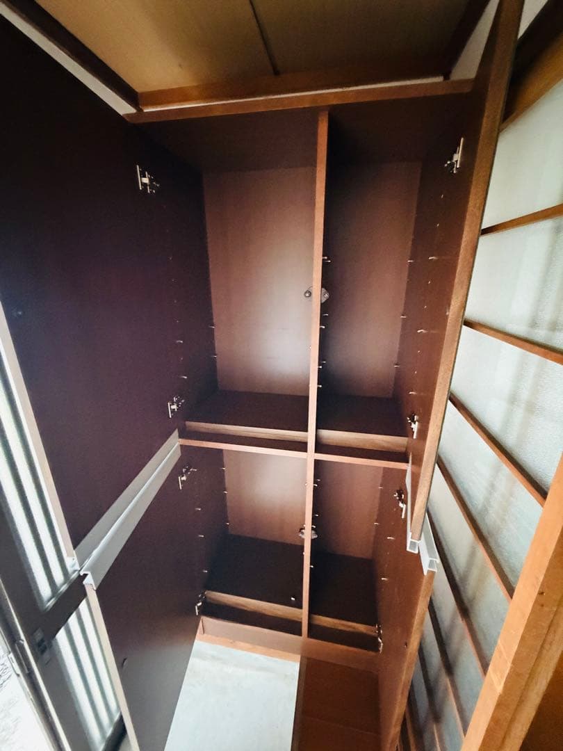 福岡発 組み立てたまま 下駄箱 収納庫 保管庫 ラック 木製 コーナー 本棚