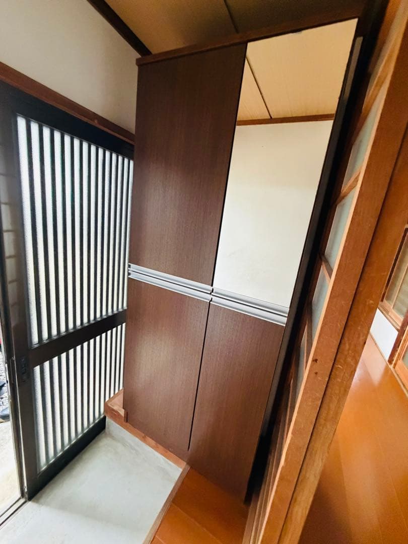 福岡発 組み立てたまま 下駄箱 収納庫 保管庫 ラック 木製 コーナー 本棚