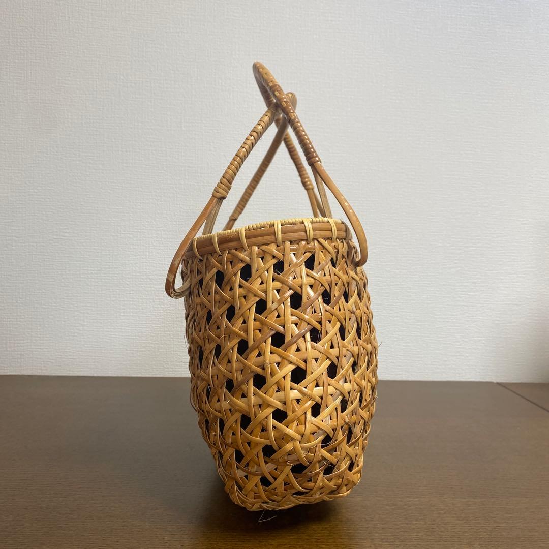 天然素材 籐かごバッグ 六つ目編み 手提げ 籠バッグ