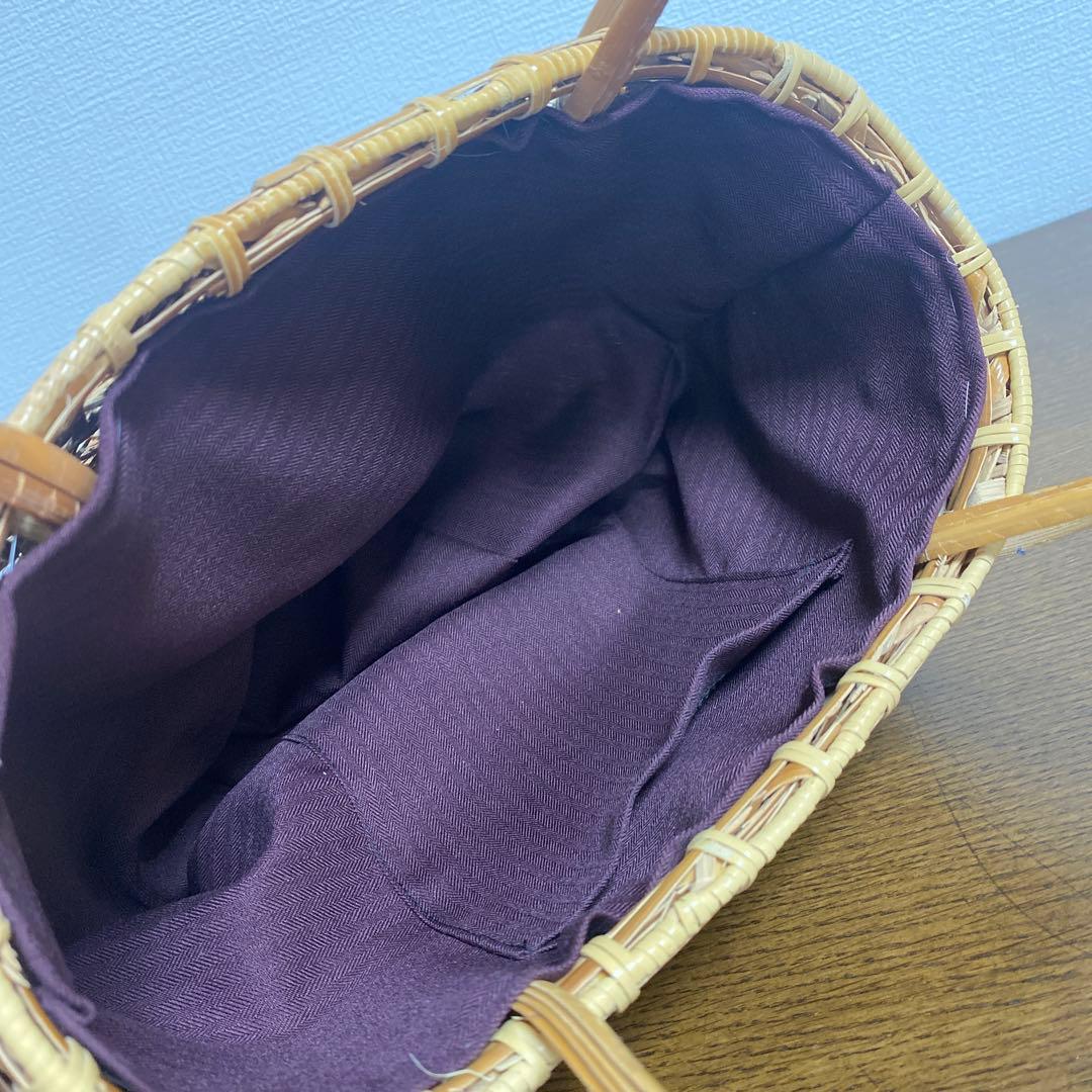 天然素材 籐かごバッグ 六つ目編み 手提げ 籠バッグ