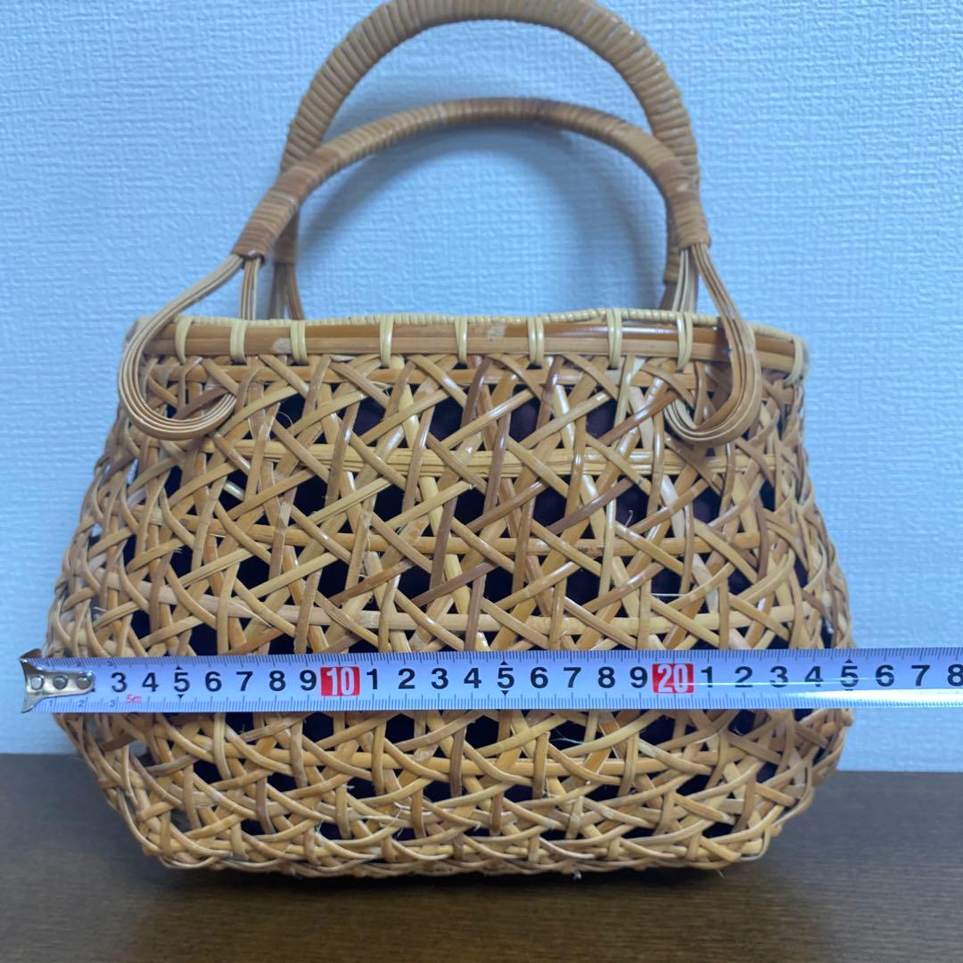 天然素材 籐かごバッグ 六つ目編み 手提げ 籠バッグ