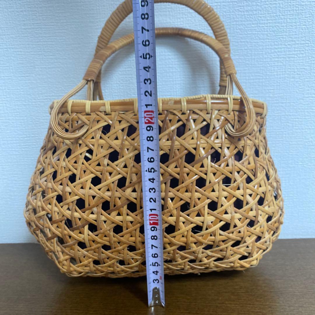 天然素材 籐かごバッグ 六つ目編み 手提げ 籠バッグ