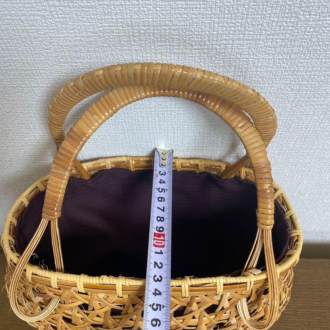 天然素材 籐かごバッグ 六つ目編み 手提げ 籠バッグ