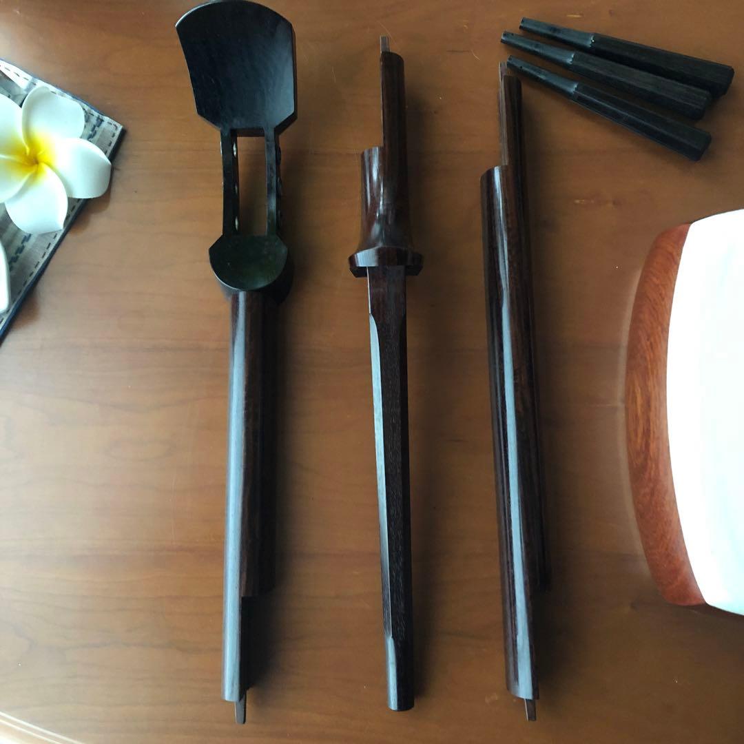 紅木三味線　金細　綾杉胴