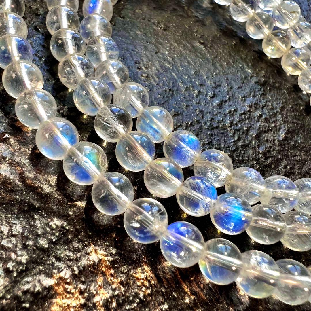 高品質　ムーンストーン3連ブレスレット　透明感あり　1