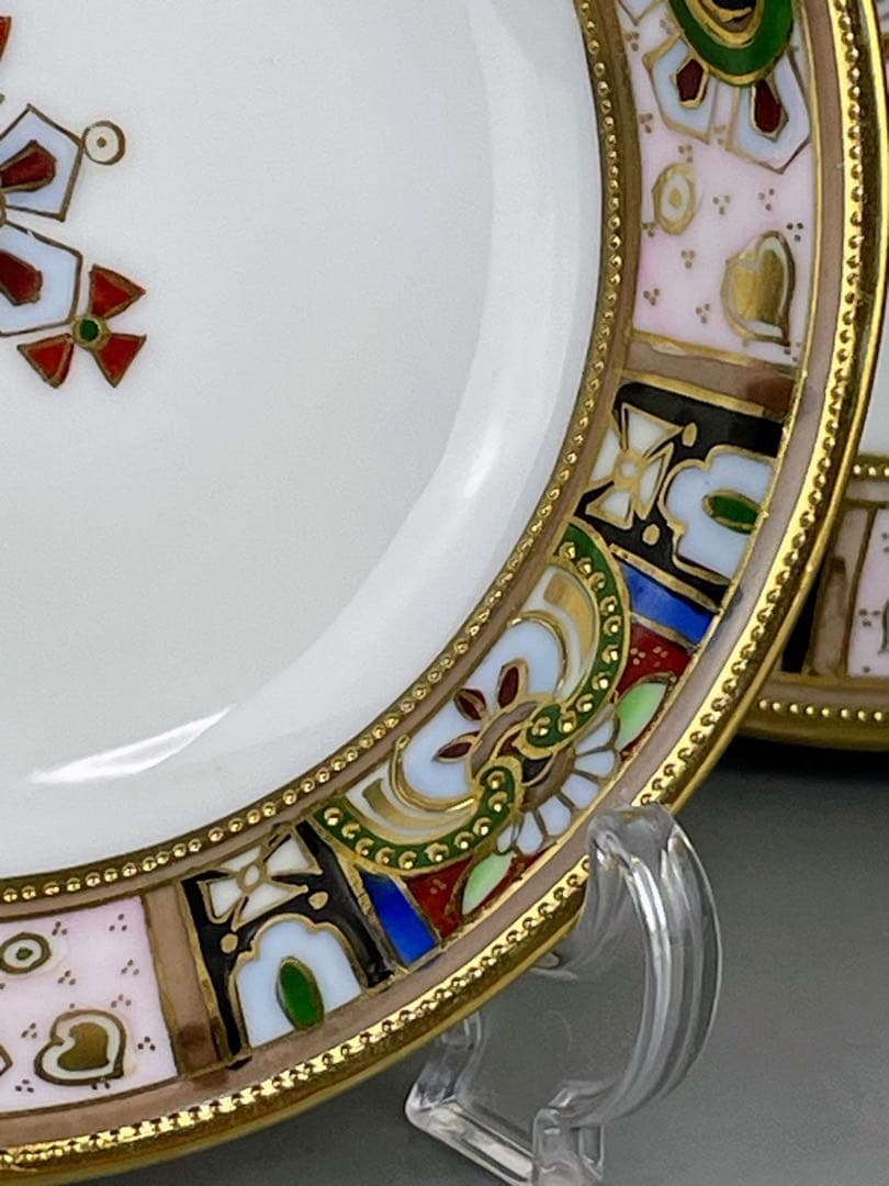 【美品】オールドノリタケ 金盛り ティーカップ ソーサー ３小皿セット