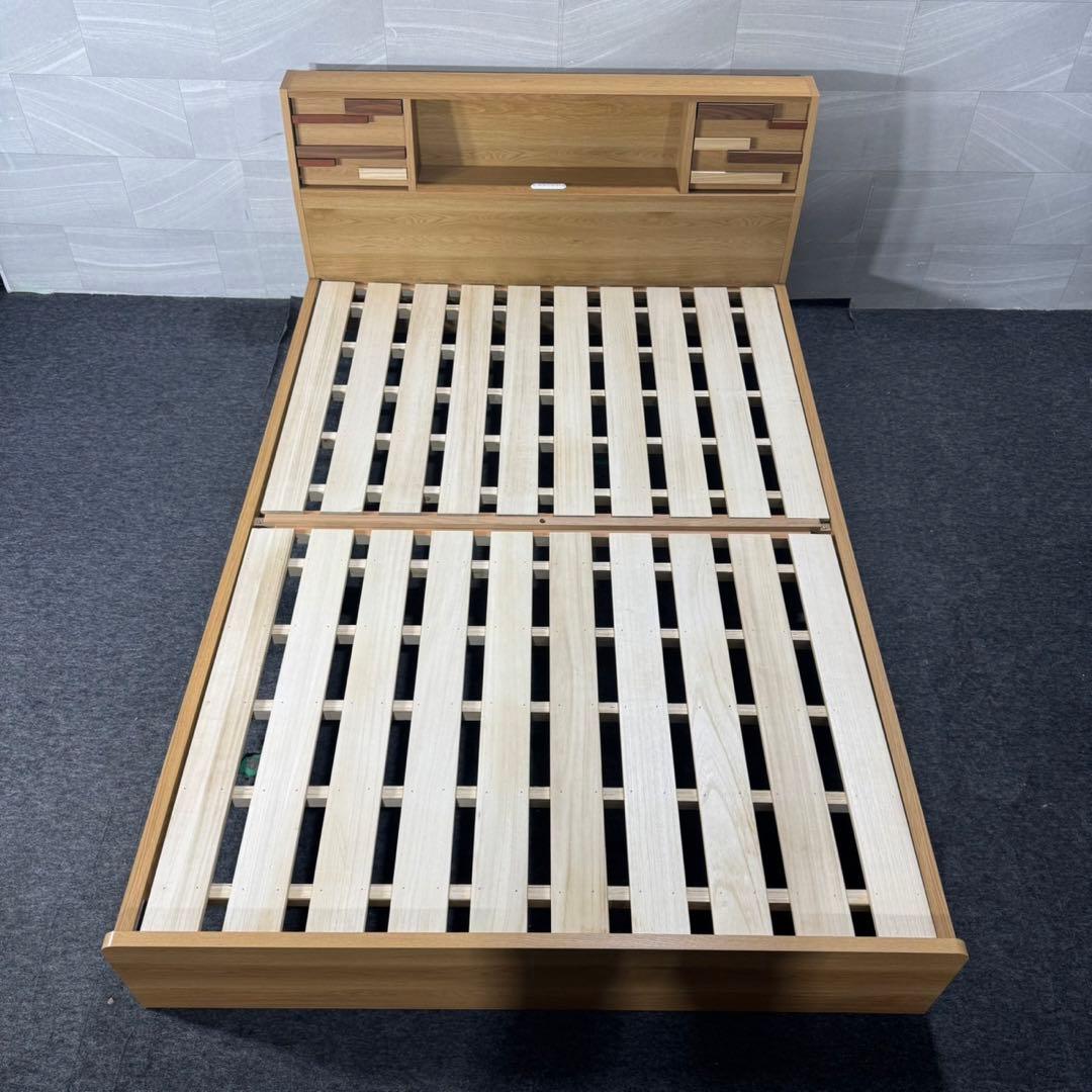 モーブル ベッドフレーム ダブルサイズ モズ 収納扉 コンセント d5171