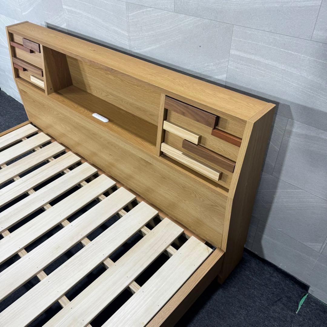 モーブル ベッドフレーム ダブルサイズ モズ 収納扉 コンセント d5171