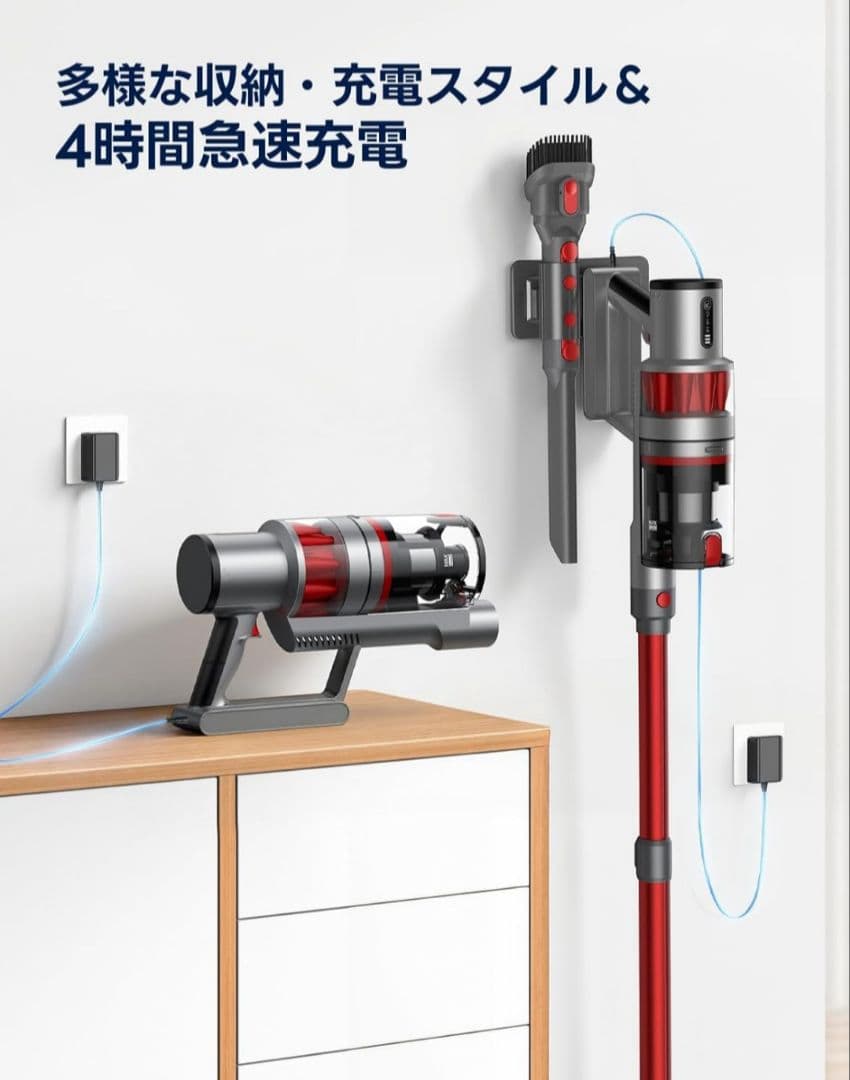 強力掃除機 55KPA 60分連続使用 (レッド)新品未使用品