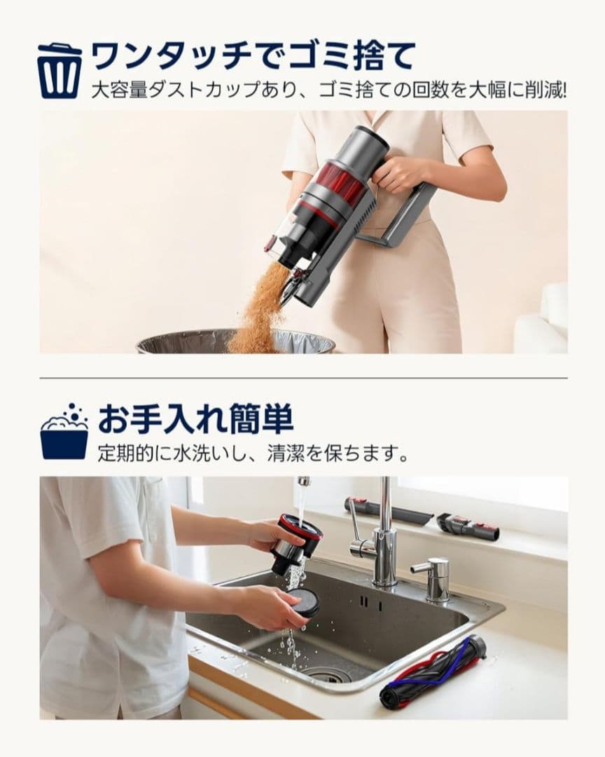 強力掃除機 55KPA 60分連続使用 (レッド)新品未使用品