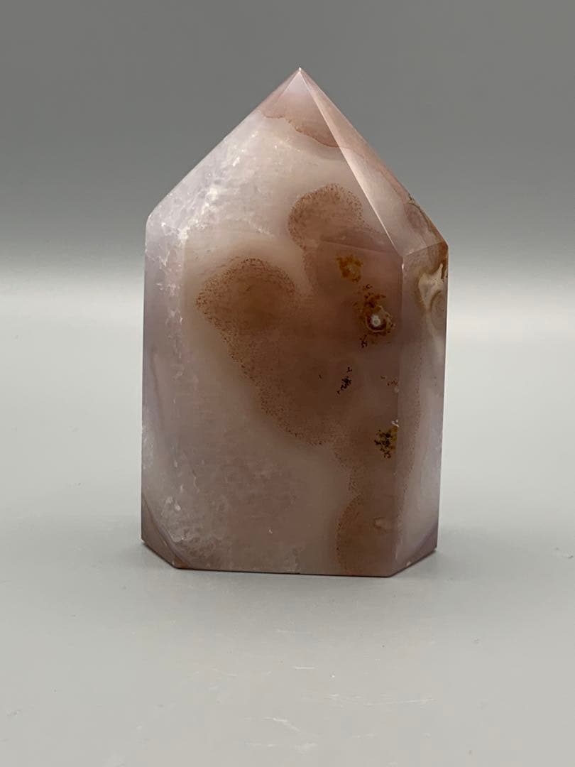 アゲートクリスタル置物 ピンクグレー