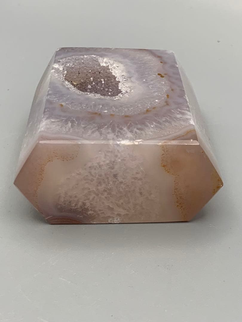 アゲートクリスタル置物 ピンクグレー